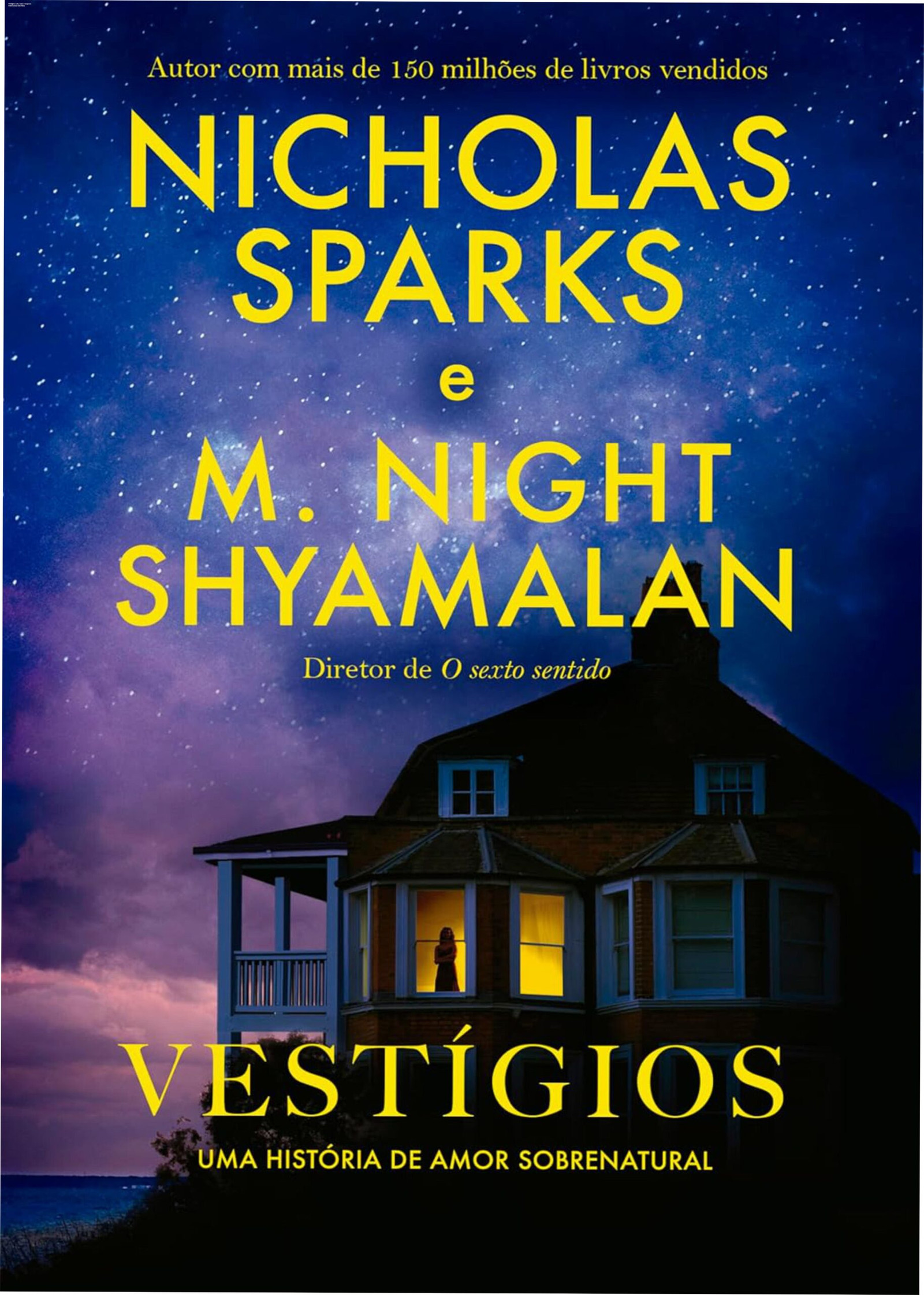 Capa do livro Vestígios de Nicholas Sparks e M. Night Shyamalan, romance com suspense sobrenatural sobre luto e conexão intensa entre Tate e Wren