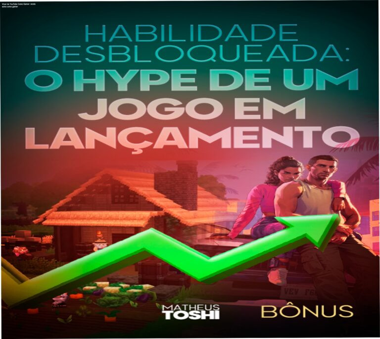 Imagem promocional do curso Viver de YouTube Como Gamer mostrando Matheus Toshi e resultados de vídeos virais
