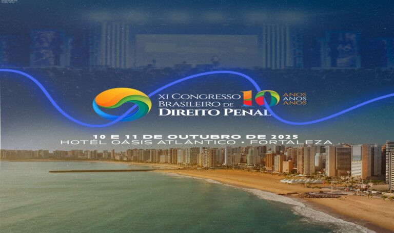 Imagem promocional do XI Congresso Brasileiro de Direito Penal mostrando juristas renomados em debate