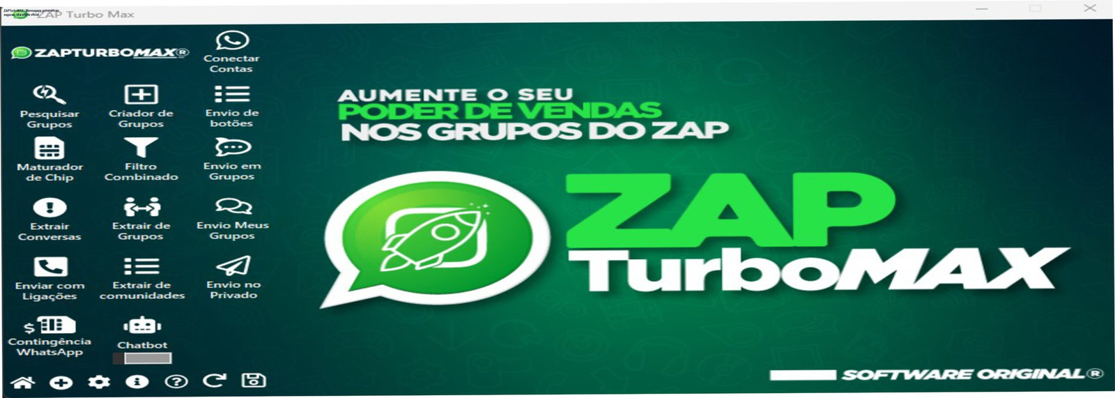 ZAPTurboMAX — Mensagens automáticas seguras, IA e oferta oficial 1 Tela do ZAPTurboMAX mostrando automação de mensagens no WhatsApp com proteção anti-bloqueio