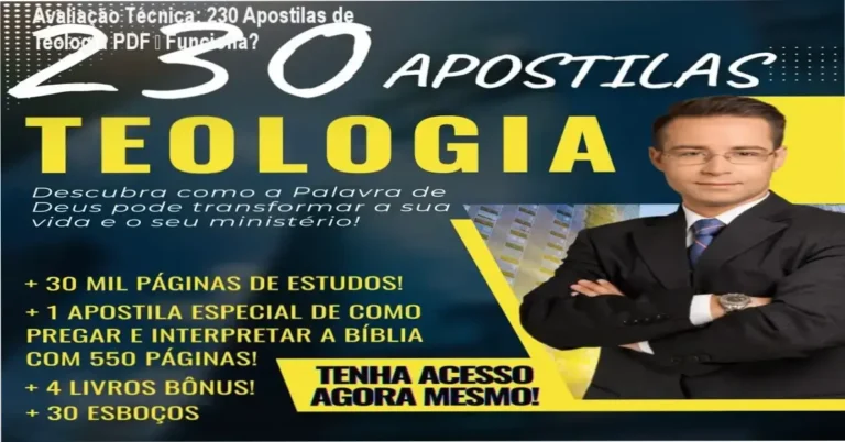 Capa digital das 230 apostilas de Teologia em PDF com bônus e esboços de pregação