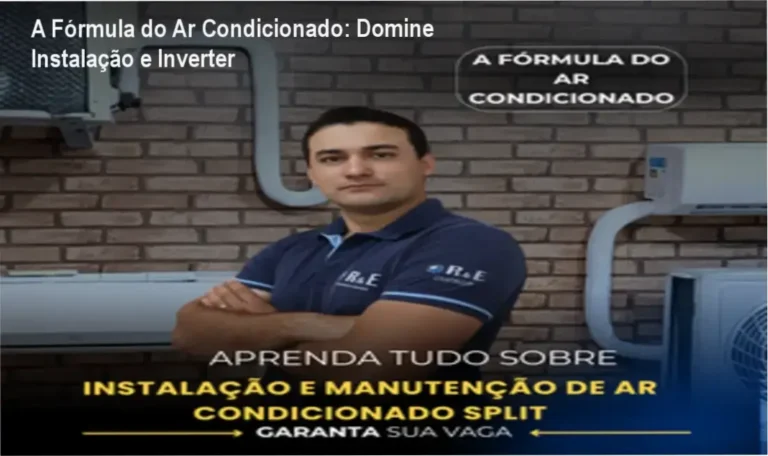 Tela do curso A Fórmula do Ar Condicionado mostrando módulos de instalação e tecnologia Inverter