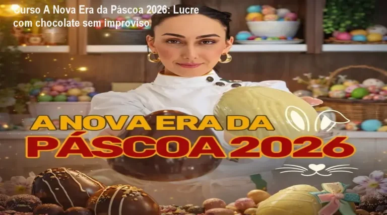 Marrara Bortoloti apresentando o curso A Nova Era da Páscoa 2026 com foco em produção e vendas de chocolates
