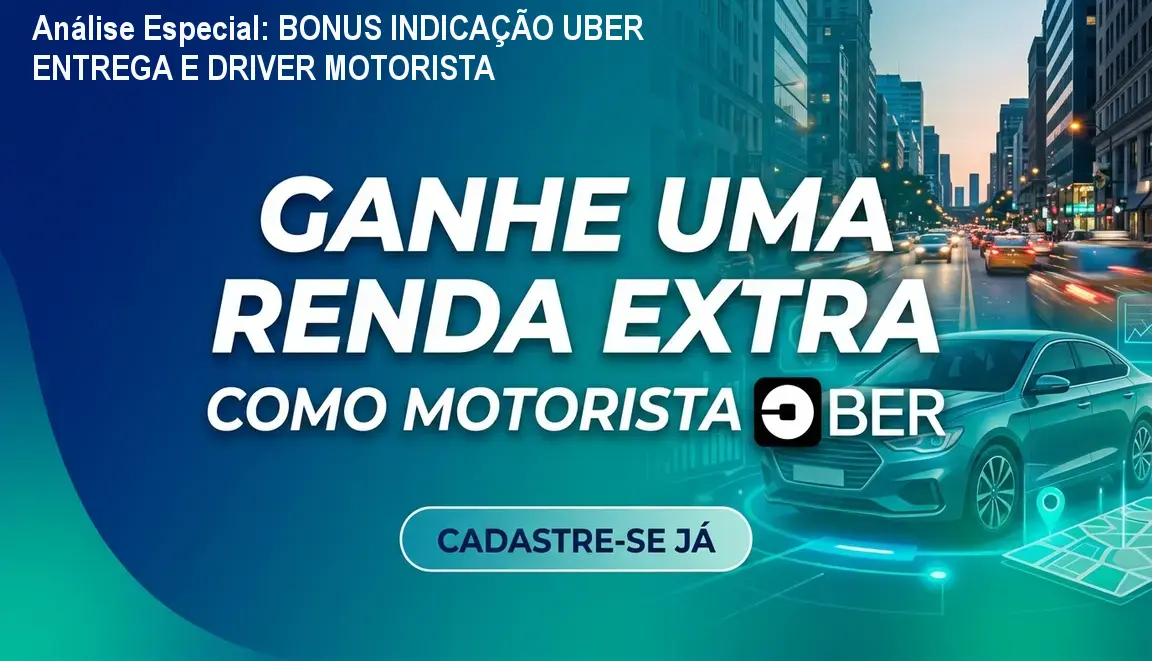 Capa informativa sobre o tema BONUS INDICAÇÃO UBER ENTREGA E DRIVER MOTORISTA
