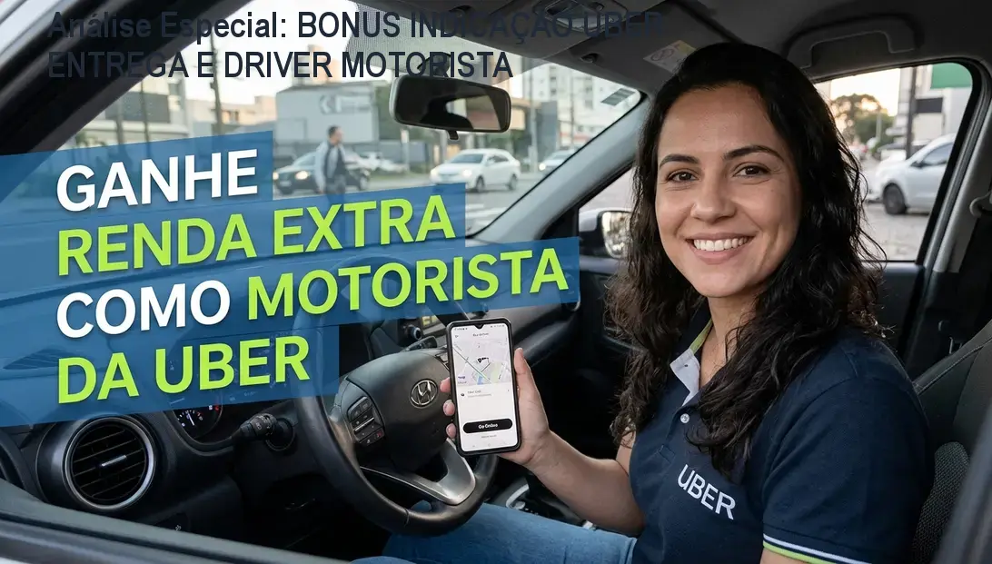 Capa informativa sobre o tema BONUS INDICAÇÃO UBER ENTREGA E DRIVER MOTORISTA