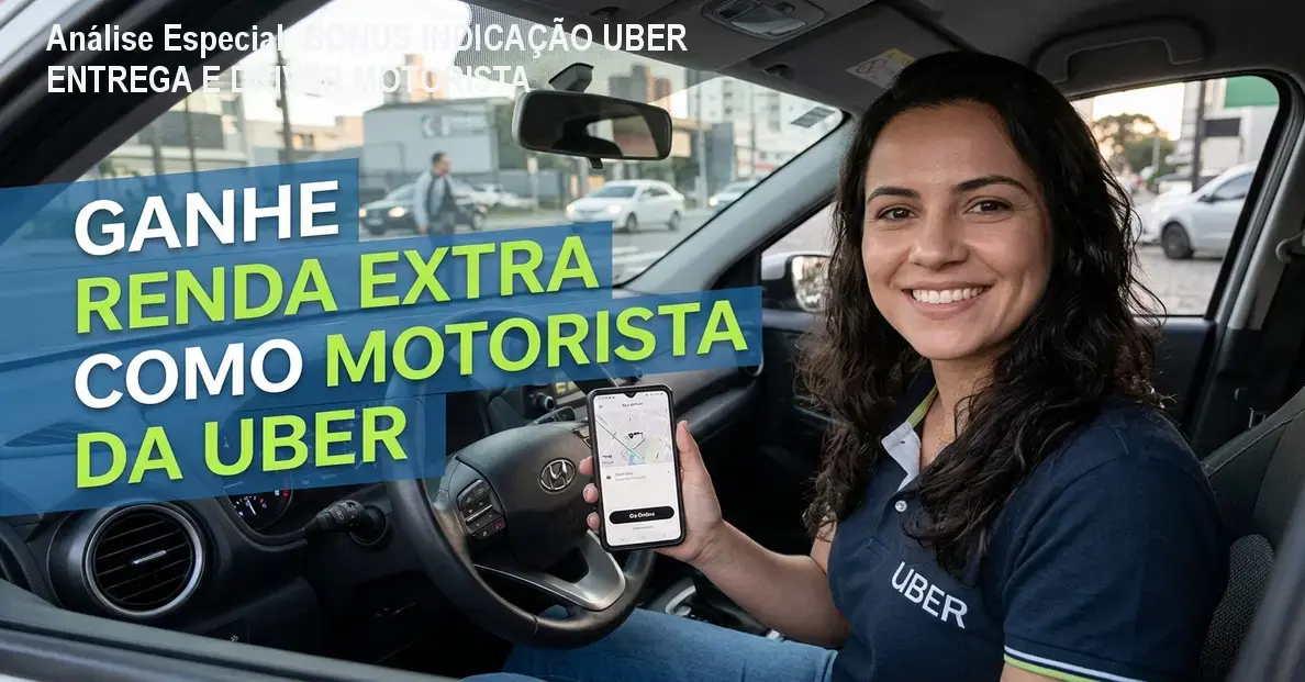 Análise Especial: BONUS INDICAÇÃO UBER ENTREGA E DRIVER MOTORISTA 1 Capa informativa sobre o tema BONUS INDICAÇÃO UBER ENTREGA E DRIVER MOTORISTA