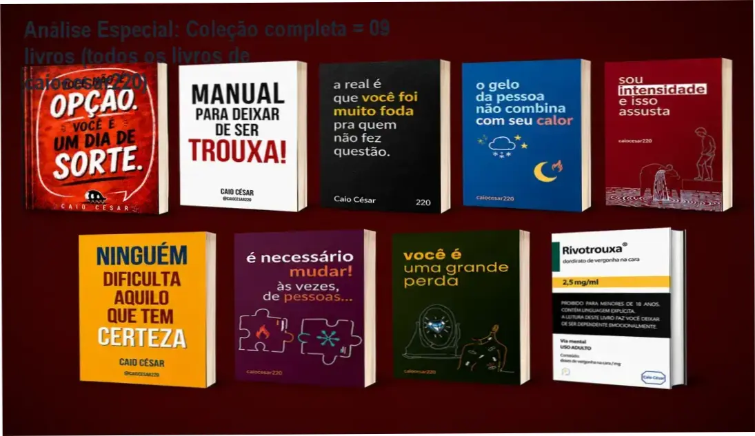 Capa informativa sobre o tema Coleção completa = 09 livros (todos os livros de caiocesar220)