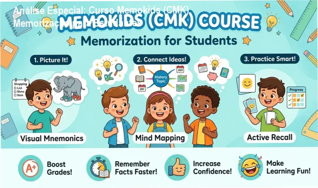 Capa informativa sobre o tema Curso Memokids (CMK) Memorização para Estudantes