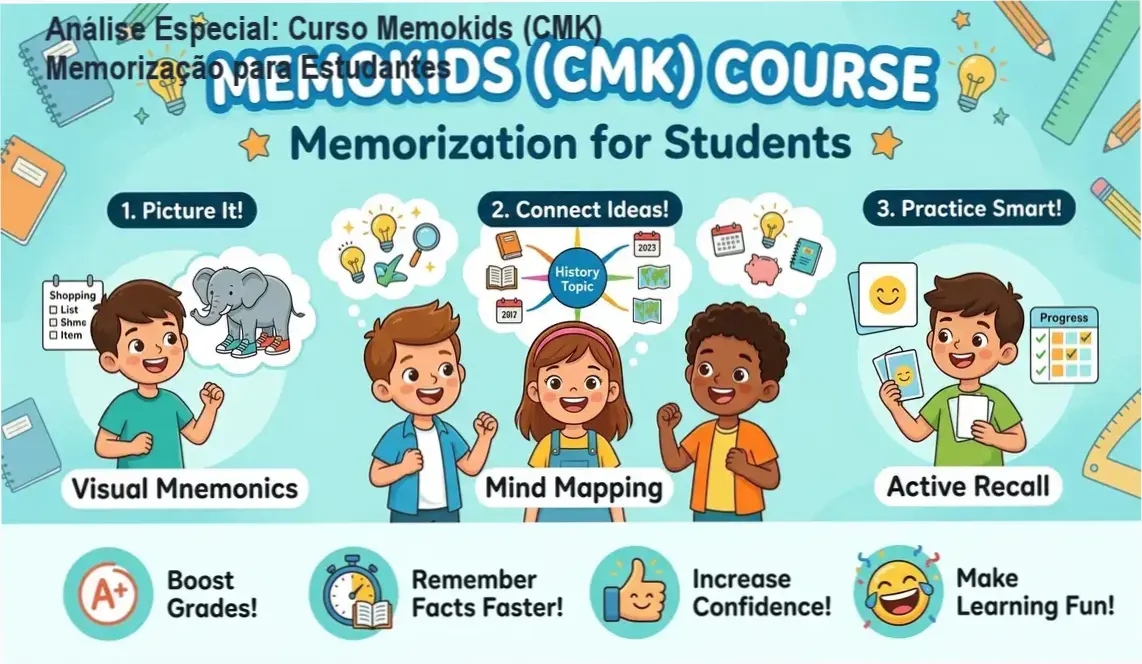 Análise Especial: Curso Memokids (CMK) Memorização para Estudantes 1 Capa informativa sobre o tema Curso Memokids (CMK) Memorização para Estudantes