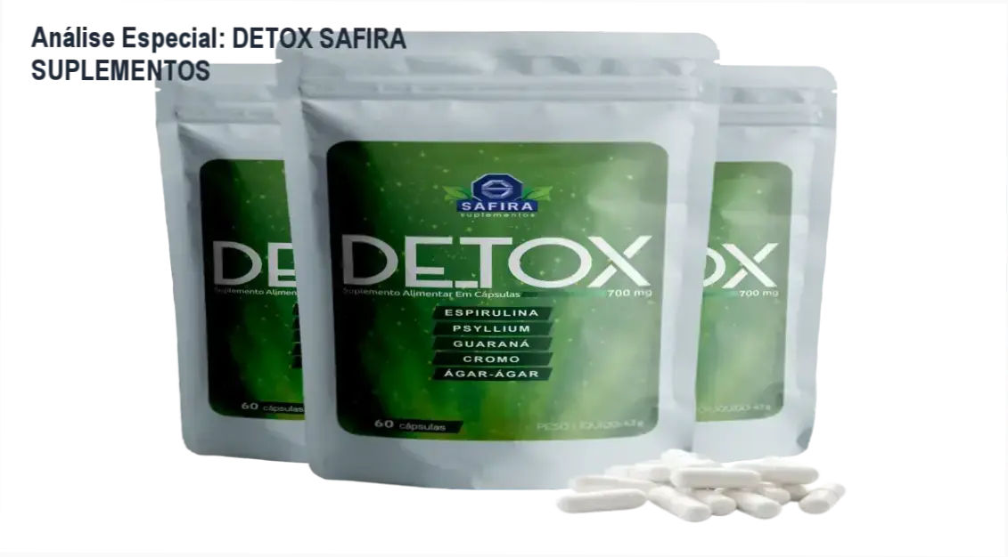 Capa informativa sobre o tema DETOX SAFIRA SUPLEMENTOS