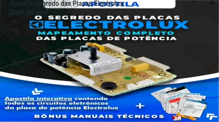 Capa da Apostila Segredo das Placas Electrolux mostrando diagramas de circuitos
