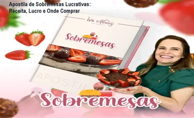 Capa da apostila digital de sobremesas lucrativas da Chef Isis, destacando receitas comerciais