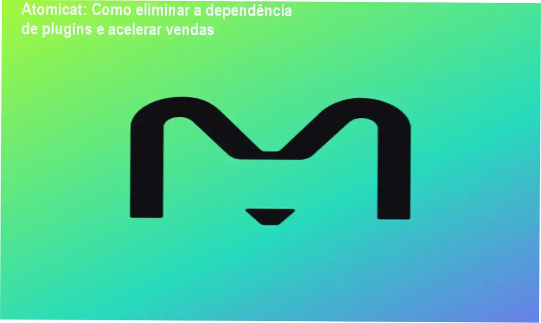 Tela do Atomicat mostrando construtor drag-and-drop, checkout integrado e analytics