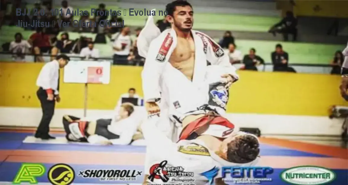 Capa do curso BJJ 2.0 mostrando 101 aulas de Jiu‑Jitsu prontas para evoluir