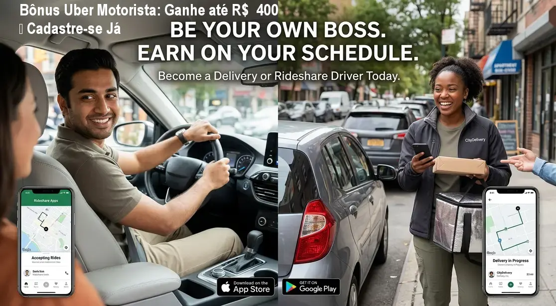 Bônus Uber Motorista: Ganhe até R$ 400 – Cadastre‑se Já 1 Bônus Uber Motorista: Ganhe até R$ 400 – Cadastre‑se Já