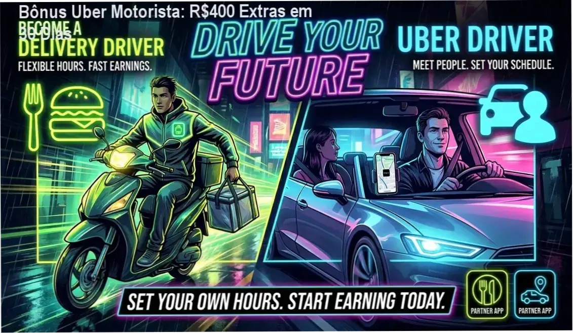 Bônus Uber Motorista: R$400 Extras em 30 Dias 1 Bônus Uber Motorista – R$400 extras e materiais complementares