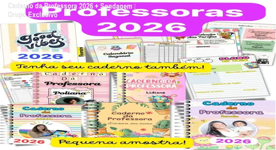 Caderno da Professora 2026 + Sondagem Diagnóstica – grupo de alunos e networking educacional
