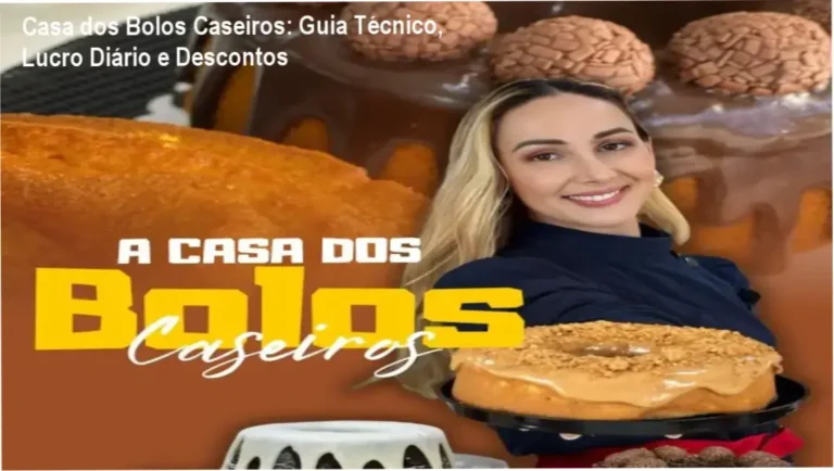 Imagem promocional da Casa dos Bolos Caseiros mostrando cupons de desconto e exemplos de bolos lucrativos