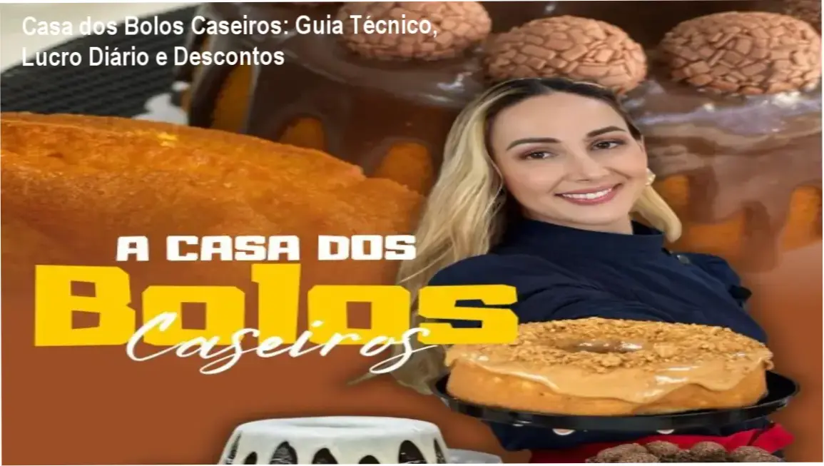 Casa dos Bolos Caseiros: Guia Técnico, Lucro Diário e Descontos 1 Imagem promocional da Casa dos Bolos Caseiros mostrando cupons de desconto e exemplos de bolos lucrativos
