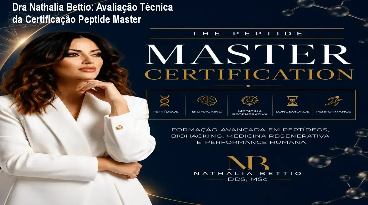 Dra Nathalia Bettio: Avaliação Técnica da Certificação Peptide Master 1 Dra Nathalia Bettio apresentando a Certificação Internacional em Peptídeos