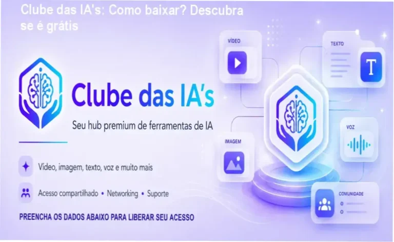 Clube das IA's: Como baixar? Descubra se é grátis 6 Tela mostrando o painel central do Clube das IA's com diversas ferramentas de IA