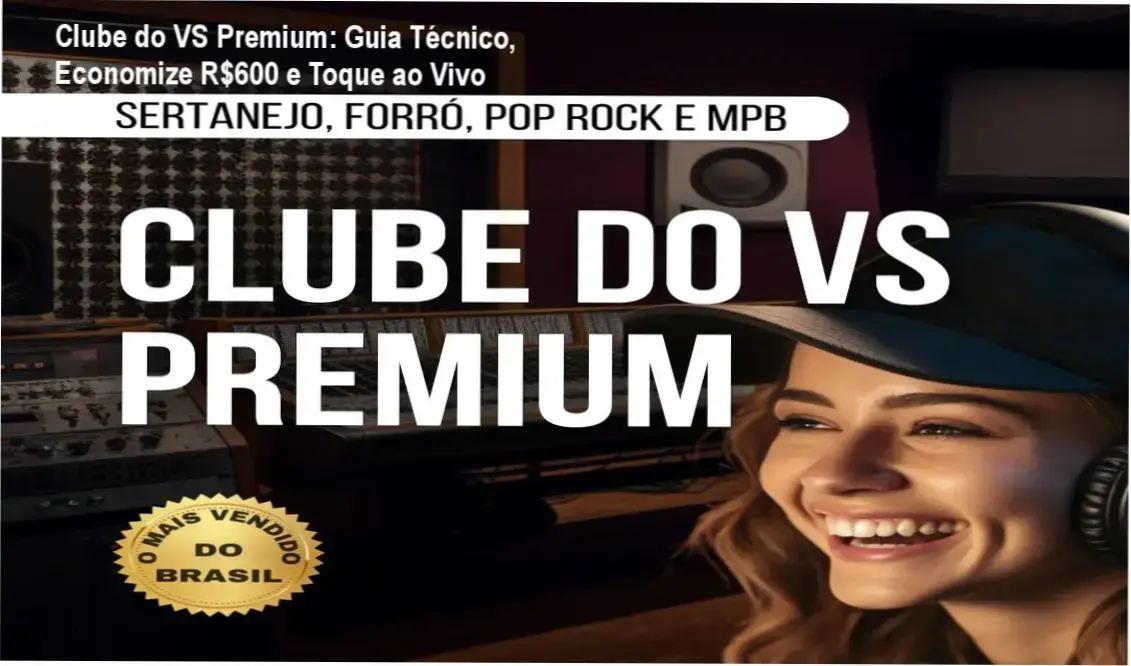 Tela mostrando o Clube do VS Premium com bônus de cursos e mais de 30 mil arquivos de áudio
