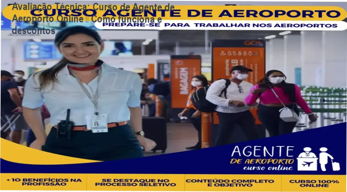 Imagem promocional do Curso de Agente de Aeroporto Online com destaque para oferta e cupom de desconto