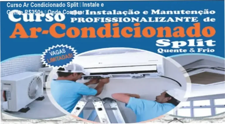 Imagem promocional do Curso de Ar Condicionado Split Hi-Wall mostrando ferramentas e certificado