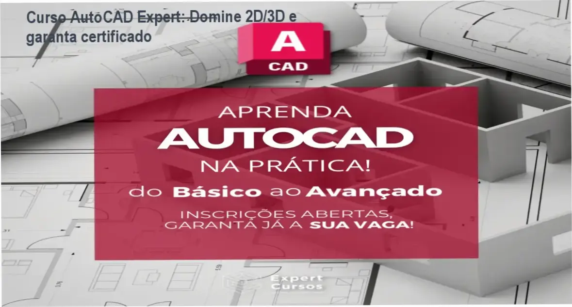 Tela do curso AutoCAD Expert mostrando módulos, bônus e certificado