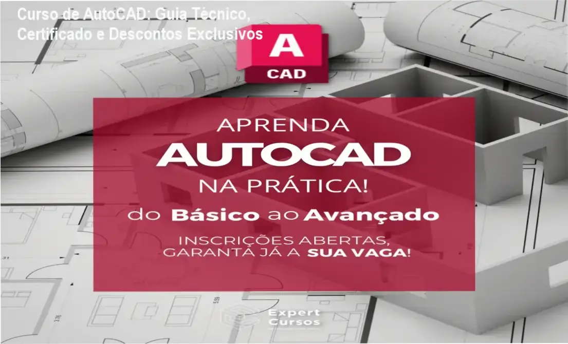 Imagem promocional do Curso de AutoCAD com destaque para descontos e certificado