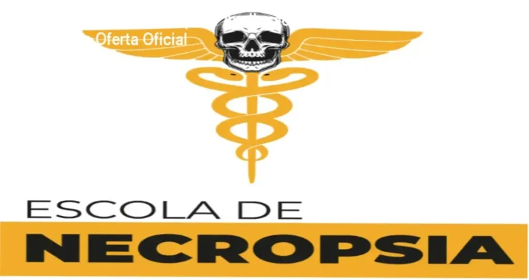 Imagem promocional do Curso Escola de Necropsia destacando certificado e oferta oficial