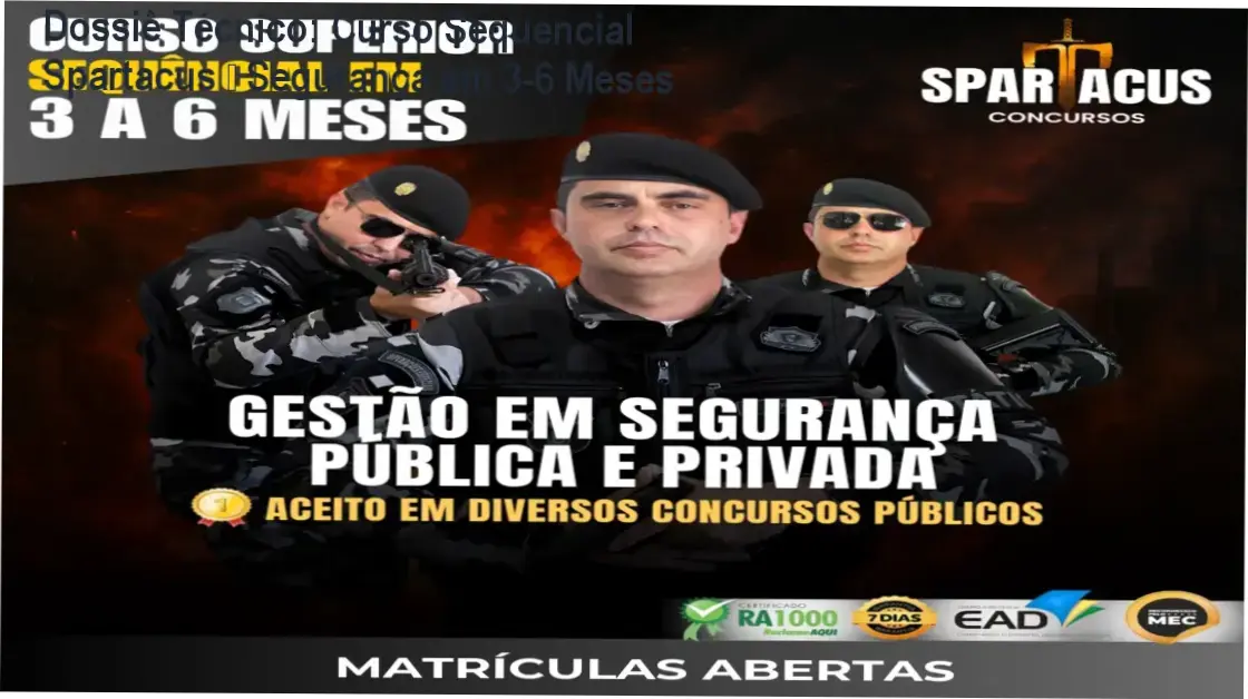 Certificado do Curso Superior Sequencial em Gestão de Segurança Pública e Privada da Spartacus