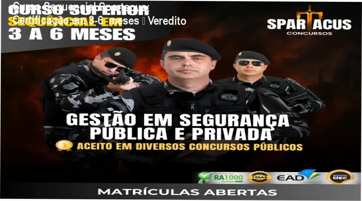 Banner promocional do Curso Superior Sequencial em Gestão de Segurança Pública da Spartacus Concursos