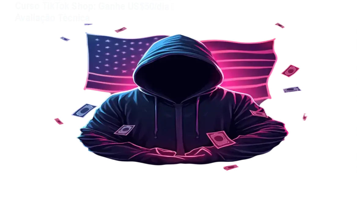 Curso TikTok Shop: Ganhe US$50/dia – Avaliação Técnica 1 Imagem promocional do Curso TikTok Shop mostrando ganhos diários de US$50