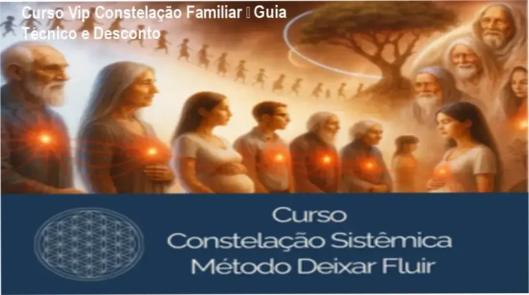 Imagem promocional do Curso Vip Constelação Familiar Sistêmica Deixar Fluir com destaque para descontos