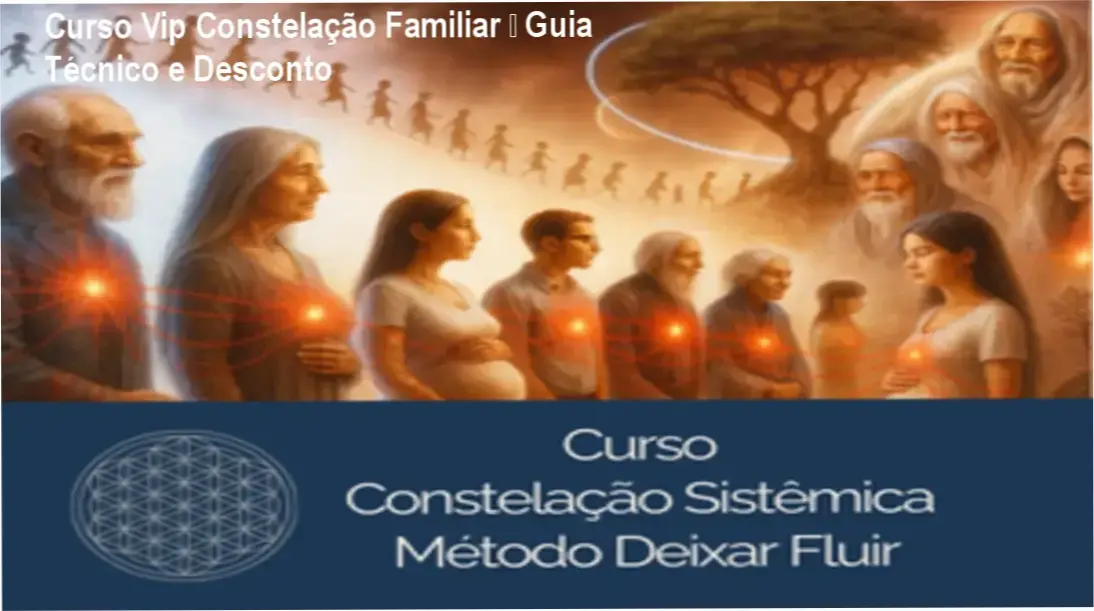 Imagem promocional do Curso Vip Constelação Familiar Sistêmica Deixar Fluir com destaque para descontos