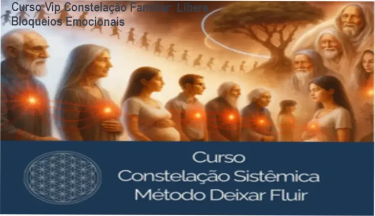Imagem promocional do Curso Vip Constelação Familiar Sistêmica Deixar Fluir com destaque para ofertas e cupons