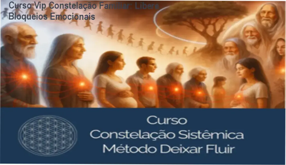 Imagem promocional do Curso Vip Constelação Familiar Sistêmica Deixar Fluir com destaque para ofertas e cupons