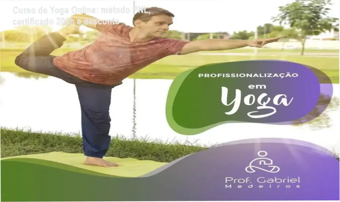 Imagem promocional do Curso de Formação em Yoga Online com destaque para método PNL e desconto
