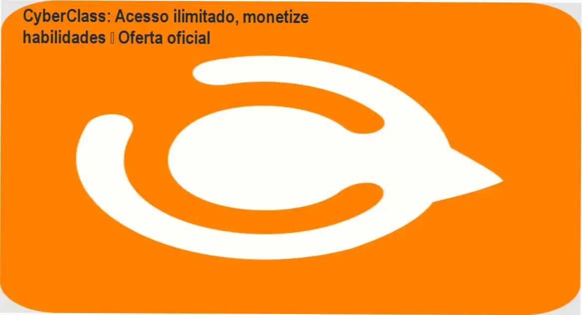 Banner do CyberClass mostrando acesso ilimitado a todos os cursos e foco em monetização