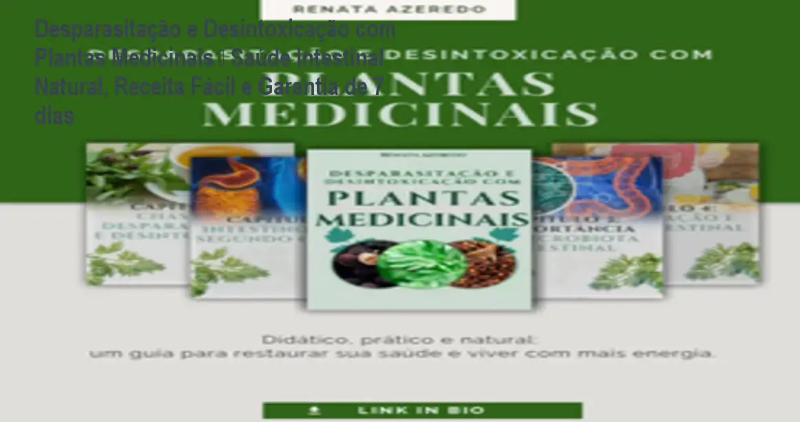 Capa do e‑book Desparasitação e Desintoxicação com Plantas Medicinais mostrando folhas e receitas naturais