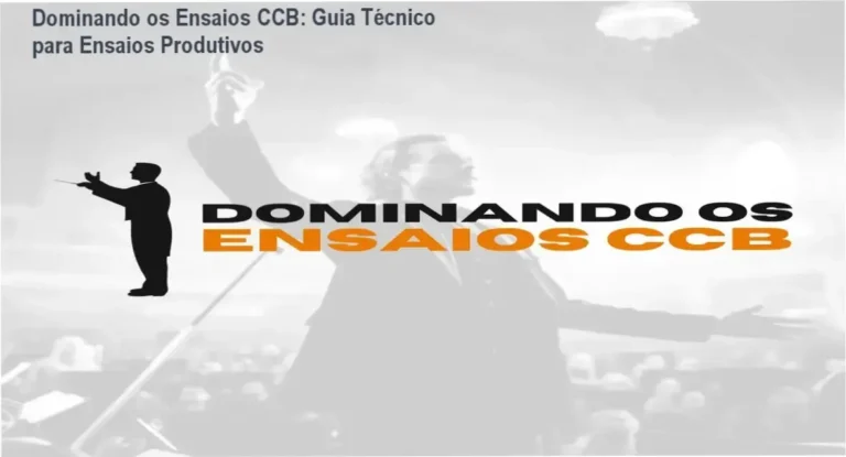 Capa do curso Dominando os Ensaios CCB mostrando método de regência e cupom de desconto