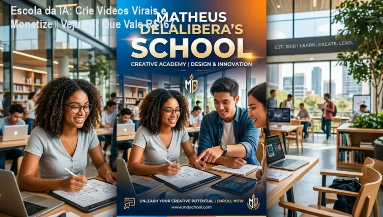 Escola da IA: Crie Vídeos Virais e Monetize – Veja Por Que Vale R$167 2 Imagem mostrando a interface do curso Escola da IA, destacando criação de vídeos virais com IA e potencial de monetização nas redes sociais