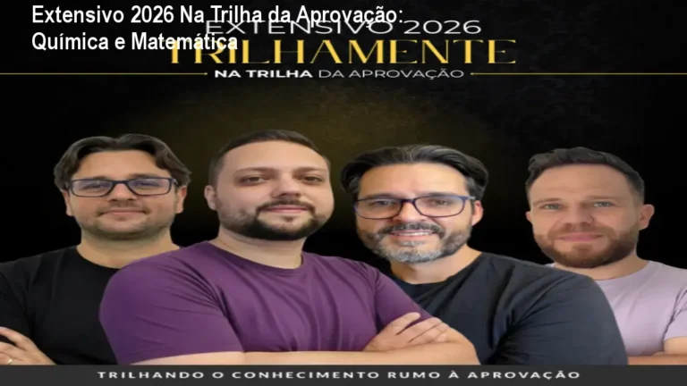 Alunos estudando o curso Extensivo 2026 Na Trilha da Aprovação com material de Química e Matemática