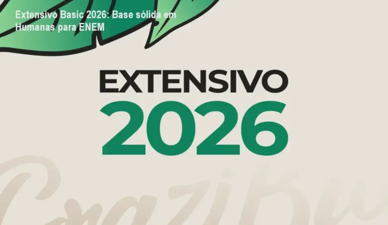 Imagem promocional do Extensivo Basic 2026 mostrando estudantes estudando Ciências Humanas para o ENEM