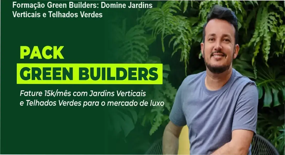 Imagem promocional da Formação Green Builders com destaque para desconto e certificado