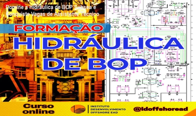 Imagem do curso de Hidráulica de BOP Subsea mostrando diagramas hidráulicos e equipamentos offshore