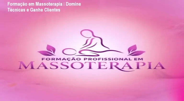 Imagem da página da Formação em Massoterapia mostrando videoaulas e certificado de 300 horas para iniciar carreira de massoterapeuta