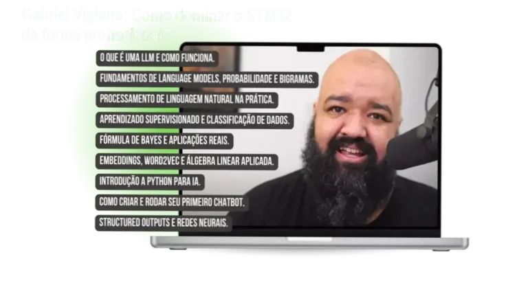 Gabriel Vigiano apresentando o Curso STM32 completo com projetos industriais