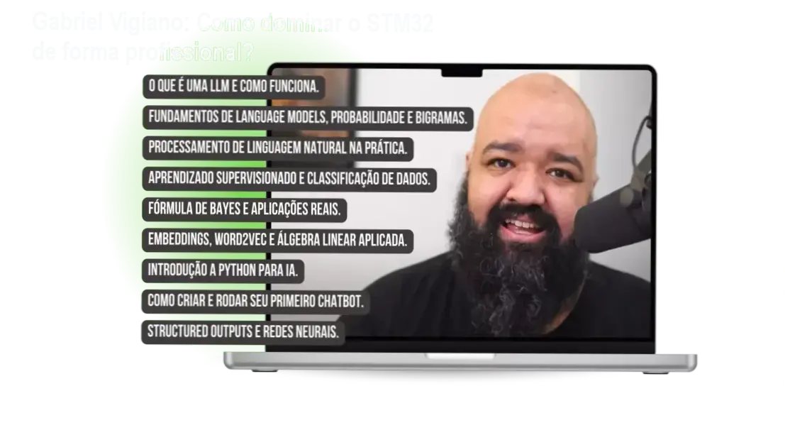 Gabriel Vigiano apresentando o Curso STM32 completo com projetos industriais